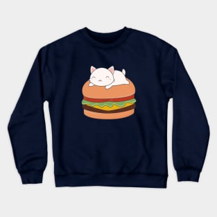 Kawaii Cute Cat On Burger T-Shirt Crewneck Sweatshirt